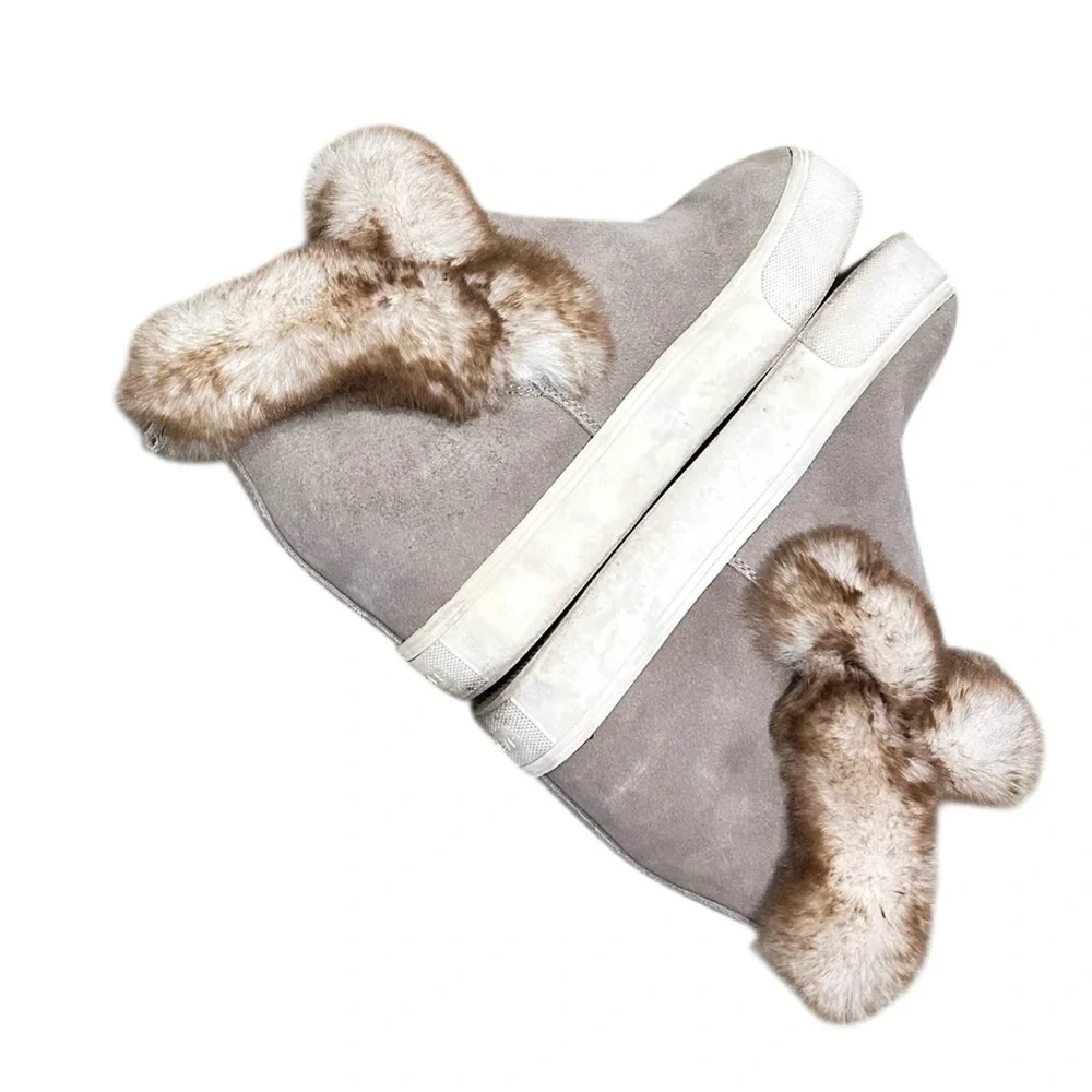 J/SLIDES  Sean Taupe suede leather Faux Fur Lined Winter sneaker Booties